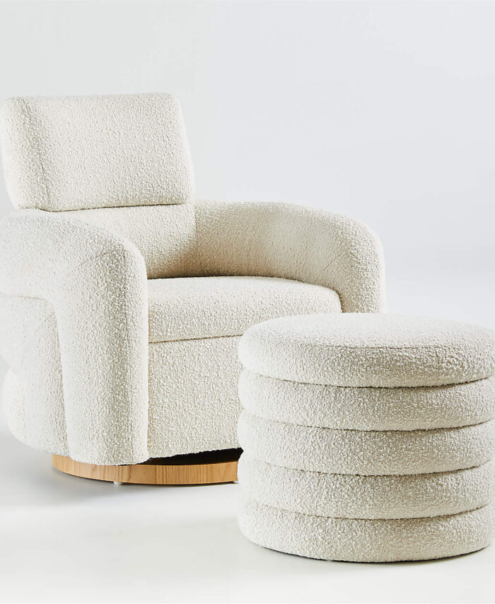 Snoozer Cream Boucle Nursery Swivel